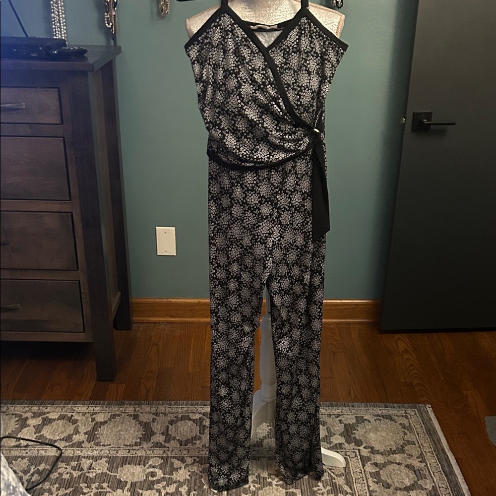 Michael Kors Black and White Patterned Jumpsuit